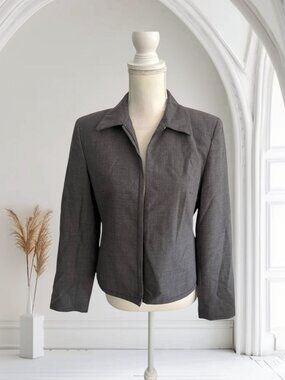 ANN TAYLOR Gray Zip Blazer Jacket Size 6 Petite